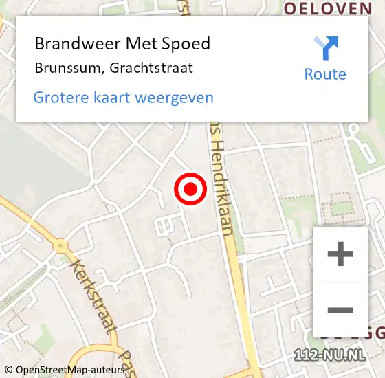 Locatie op kaart van de 112 melding: Brandweer Met Spoed Naar Brunssum, Grachtstraat op 5 februari 2018 19:01