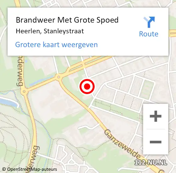 Locatie op kaart van de 112 melding: Brandweer Met Grote Spoed Naar Heerlen, Stanleystraat op 5 februari 2018 19:07