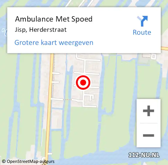 Locatie op kaart van de 112 melding: Ambulance Met Spoed Naar Jisp, Herderstraat op 5 februari 2018 19:11