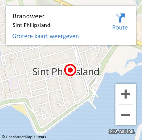 Locatie op kaart van de 112 melding: Brandweer Sint Philipsland op 5 februari 2018 19:15