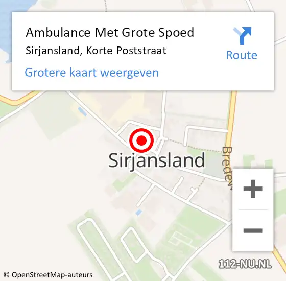 Locatie op kaart van de 112 melding: Ambulance Met Grote Spoed Naar Sirjansland, Korte Poststraat op 5 februari 2018 19:55