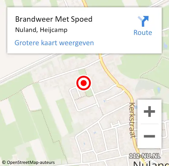 Locatie op kaart van de 112 melding: Brandweer Met Spoed Naar Nuland, Heijcamp op 5 februari 2018 20:19