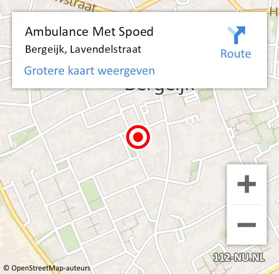 Locatie op kaart van de 112 melding: Ambulance Met Spoed Naar Bergeijk, Lavendelstraat op 5 februari 2018 21:01