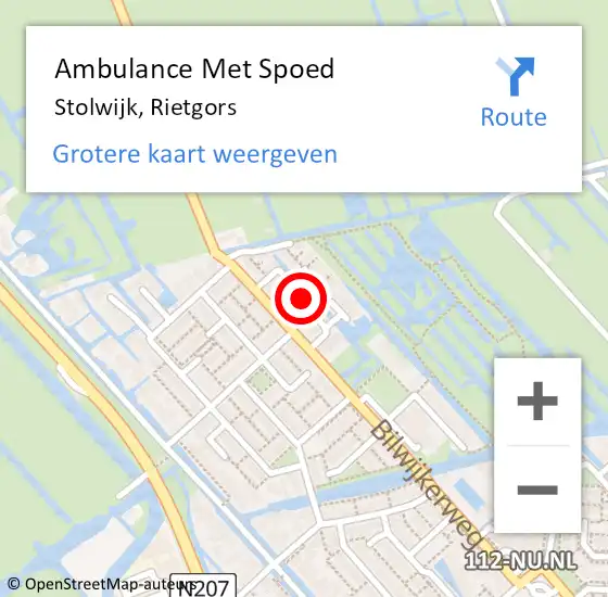 Locatie op kaart van de 112 melding: Ambulance Met Spoed Naar Stolwijk, Rietgors op 5 februari 2018 21:48