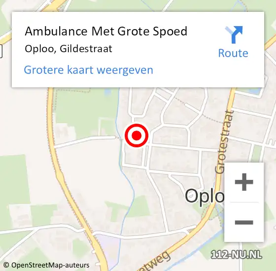 Locatie op kaart van de 112 melding: Ambulance Met Grote Spoed Naar Oploo, Gildestraat op 5 februari 2018 22:02