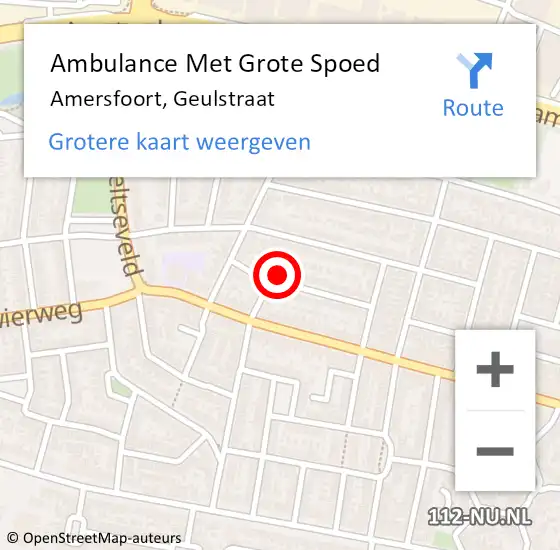 Locatie op kaart van de 112 melding: Ambulance Met Grote Spoed Naar Amersfoort, Geulstraat op 5 februari 2018 22:08