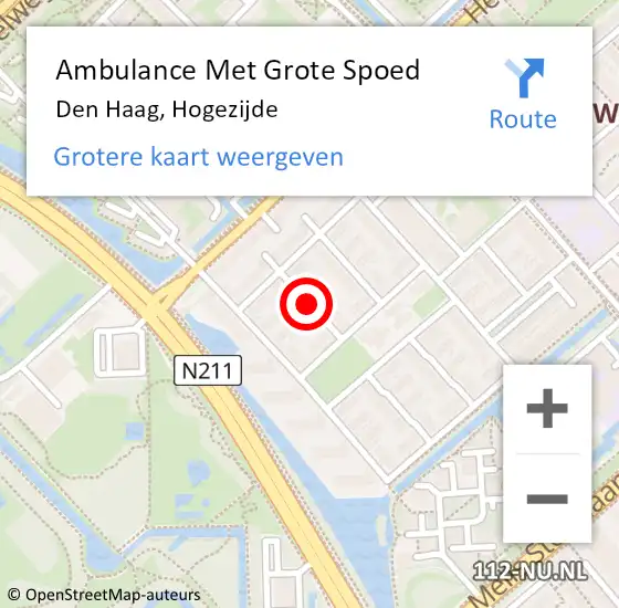 Locatie op kaart van de 112 melding: Ambulance Met Grote Spoed Naar Den Haag, Hogezijde op 5 februari 2018 22:29