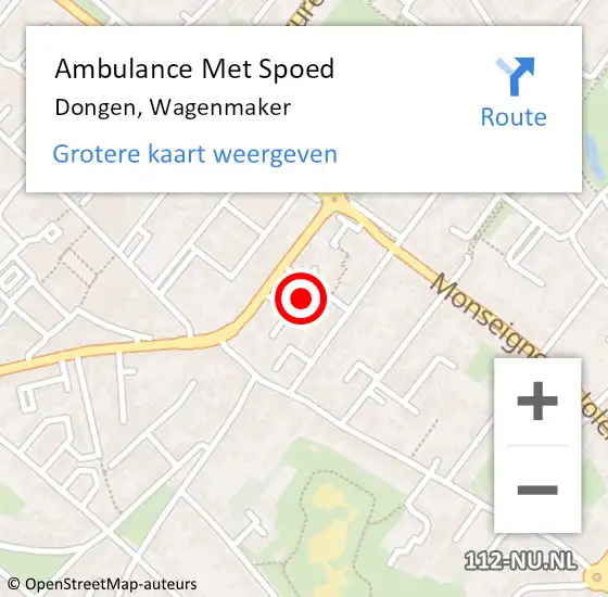 Locatie op kaart van de 112 melding: Ambulance Met Spoed Naar Dongen, Wagenmaker op 5 februari 2018 22:37