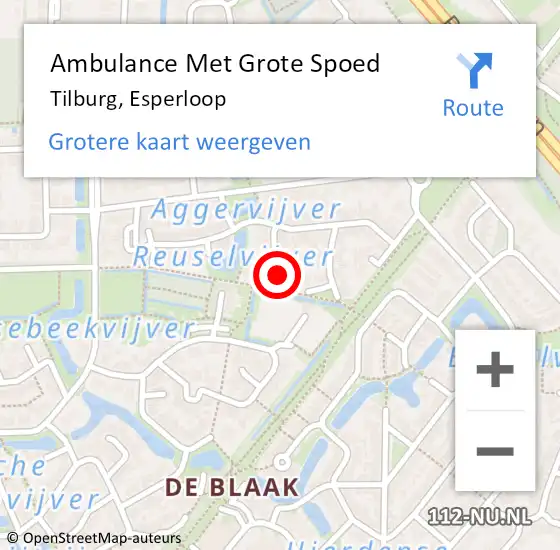 Locatie op kaart van de 112 melding: Ambulance Met Grote Spoed Naar Tilburg, Esperloop op 5 februari 2018 22:39