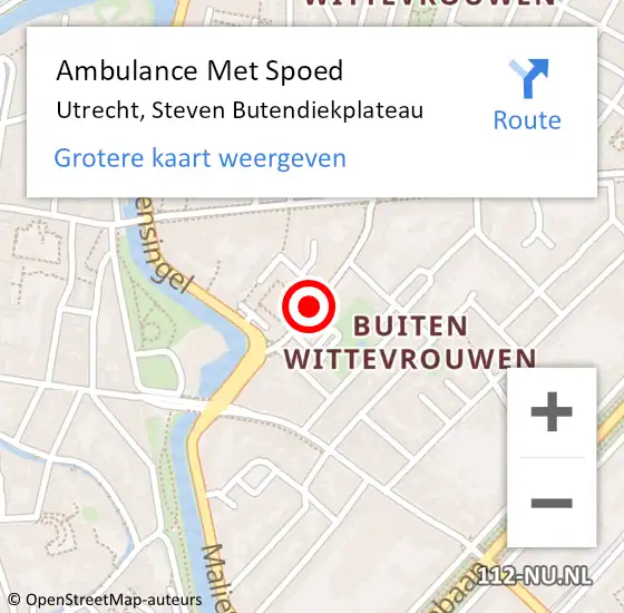 Locatie op kaart van de 112 melding: Ambulance Met Spoed Naar Utrecht, Steven Butendiekplateau op 5 februari 2018 22:43