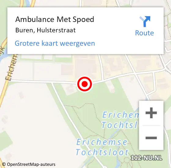 Locatie op kaart van de 112 melding: Ambulance Met Spoed Naar Buren, Hulsterstraat op 5 februari 2018 22:55