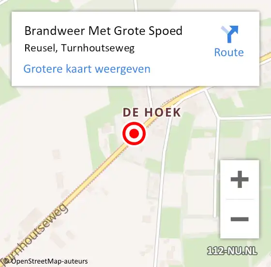 Locatie op kaart van de 112 melding: Brandweer Met Grote Spoed Naar Reusel, Turnhoutseweg op 6 februari 2018 00:06