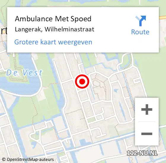 Locatie op kaart van de 112 melding: Ambulance Met Spoed Naar Langerak, Wilhelminastraat op 6 februari 2018 00:09