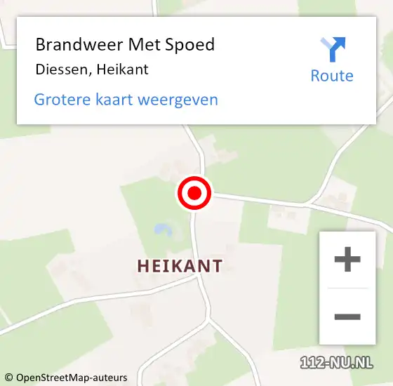 Locatie op kaart van de 112 melding: Brandweer Met Spoed Naar Diessen, Heikant op 15 februari 2014 10:57