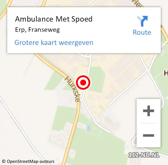 Locatie op kaart van de 112 melding: Ambulance Met Spoed Naar Erp, Franseweg op 6 februari 2018 02:30