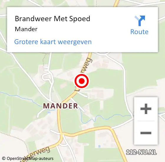 Locatie op kaart van de 112 melding: Brandweer Met Spoed Naar Mander op 6 februari 2018 03:31