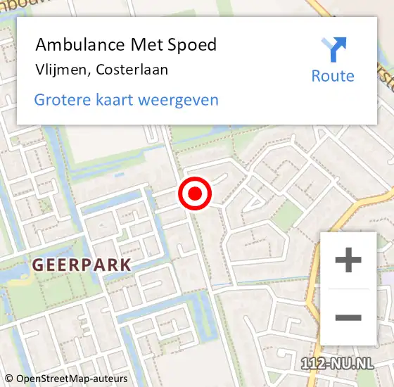 Locatie op kaart van de 112 melding: Ambulance Met Spoed Naar Vlijmen, Costerlaan op 6 februari 2018 03:49