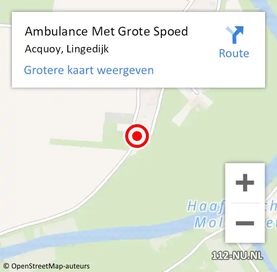 Locatie op kaart van de 112 melding: Ambulance Met Grote Spoed Naar Acquoy, Lingedijk op 15 februari 2014 11:00