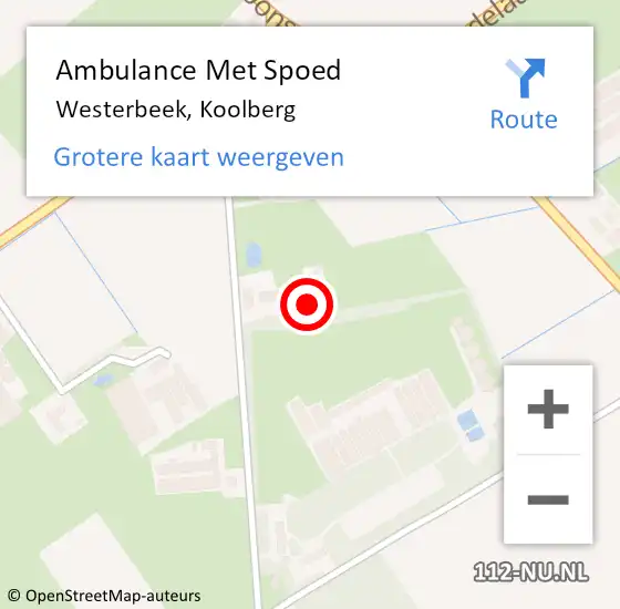 Locatie op kaart van de 112 melding: Ambulance Met Spoed Naar Westerbeek, Koolberg op 6 februari 2018 06:37