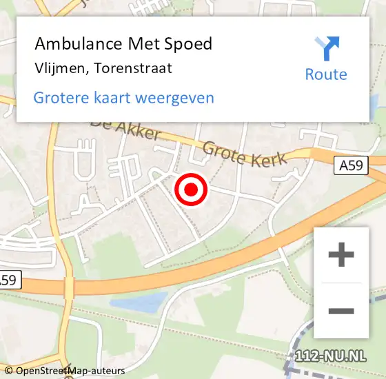 Locatie op kaart van de 112 melding: Ambulance Met Spoed Naar Vlijmen, Torenstraat op 6 februari 2018 06:52