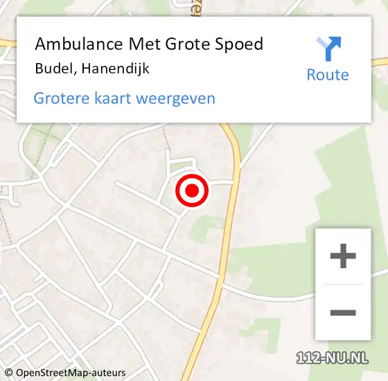 Locatie op kaart van de 112 melding: Ambulance Met Grote Spoed Naar Budel, Hanendijk op 6 februari 2018 07:33