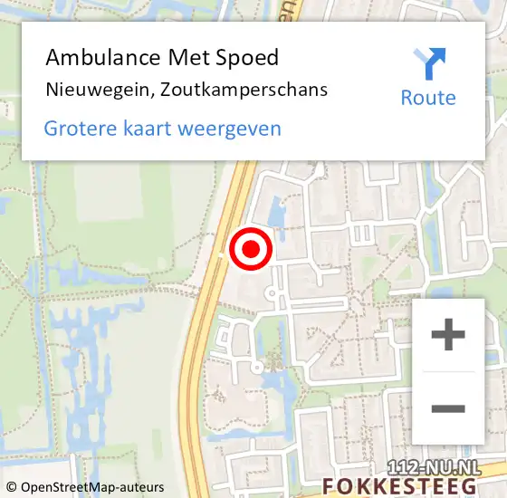 Locatie op kaart van de 112 melding: Ambulance Met Spoed Naar Nieuwegein, Zoutkamperschans op 6 februari 2018 07:34