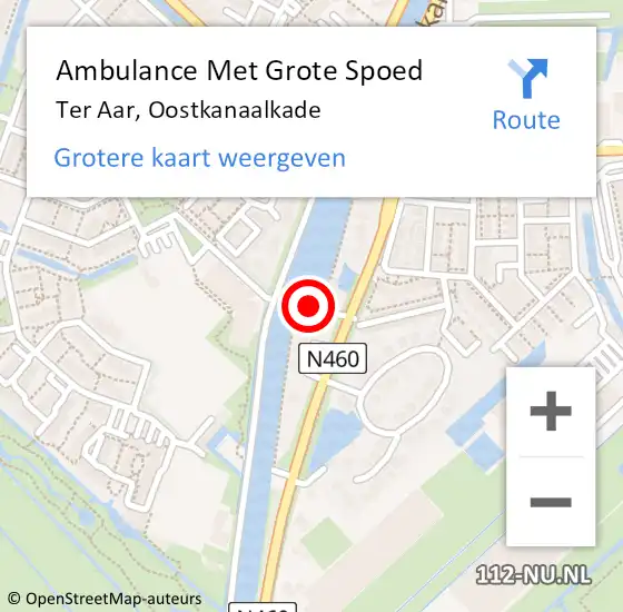 Locatie op kaart van de 112 melding: Ambulance Met Grote Spoed Naar Ter Aar, Oostkanaalkade op 6 februari 2018 07:41