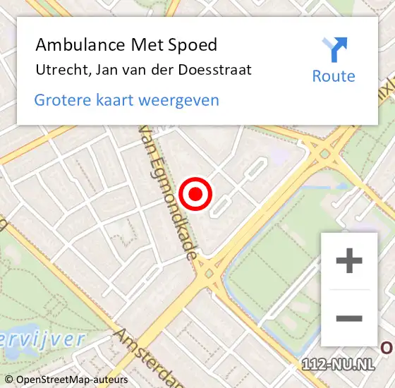 Locatie op kaart van de 112 melding: Ambulance Met Spoed Naar Utrecht, Jan van der Doesstraat op 6 februari 2018 07:43