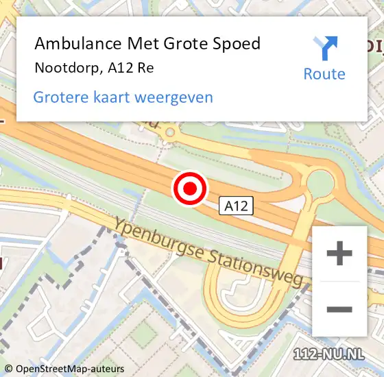 Locatie op kaart van de 112 melding: Ambulance Met Grote Spoed Naar Nootdorp, A12 L hectometerpaal: 9,1 op 6 februari 2018 07:43