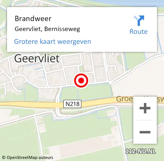 Locatie op kaart van de 112 melding: Brandweer Geervliet, Bernisseweg op 22 september 2013 15:31