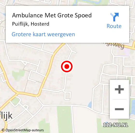 Locatie op kaart van de 112 melding: Ambulance Met Grote Spoed Naar Puiflijk, Hosterd op 6 februari 2018 08:25