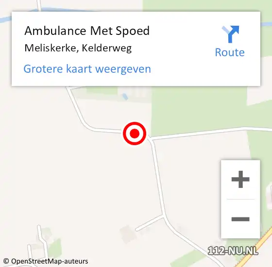 Locatie op kaart van de 112 melding: Ambulance Met Spoed Naar Meliskerke, Kelderweg op 6 februari 2018 08:41