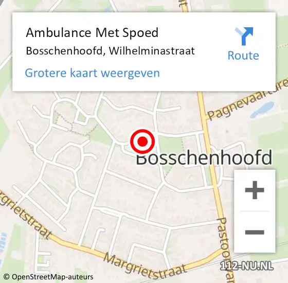 Locatie op kaart van de 112 melding: Ambulance Met Spoed Naar Bosschenhoofd, Wilhelminastraat op 6 februari 2018 08:49