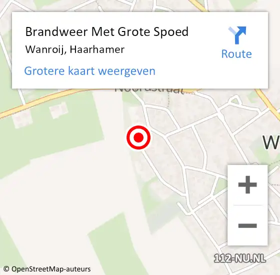 Locatie op kaart van de 112 melding: Brandweer Met Grote Spoed Naar Wanroij, Haarhamer op 6 februari 2018 09:10