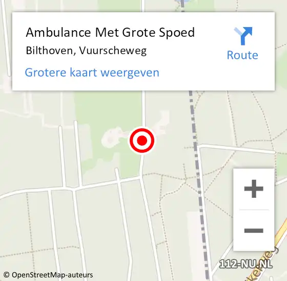 Locatie op kaart van de 112 melding: Ambulance Met Grote Spoed Naar Bilthoven, Vuurscheweg op 6 februari 2018 10:32