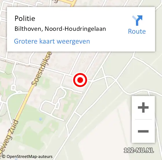 Locatie op kaart van de 112 melding: Politie Bilthoven, Noord-Houdringelaan op 6 februari 2018 10:38