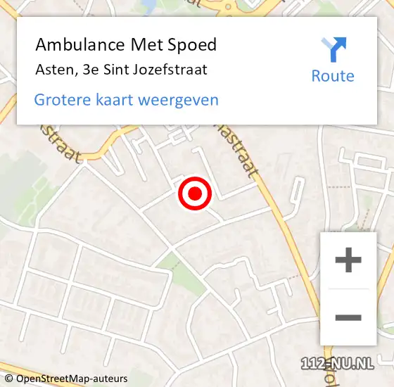 Locatie op kaart van de 112 melding: Ambulance Met Spoed Naar Asten, 3e Sint Jozefstraat op 6 februari 2018 10:43