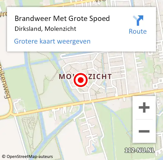 Locatie op kaart van de 112 melding: Brandweer Met Grote Spoed Naar Dirksland, Molenzicht op 6 februari 2018 11:11