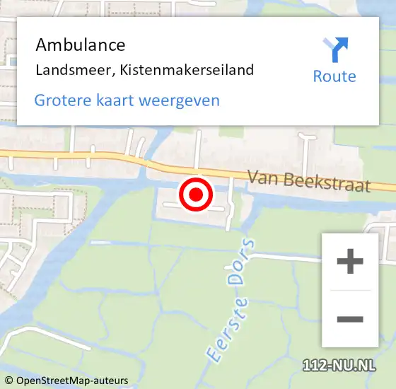 Locatie op kaart van de 112 melding: Ambulance Landsmeer, Kistenmakerseiland op 6 februari 2018 11:41