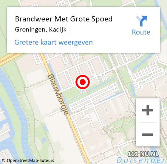 Locatie op kaart van de 112 melding: Brandweer Met Grote Spoed Naar Groningen, Kadijk op 6 februari 2018 12:22