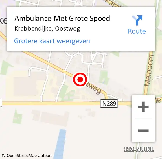 Locatie op kaart van de 112 melding: Ambulance Met Grote Spoed Naar Krabbendijke, Oostweg op 6 februari 2018 12:38