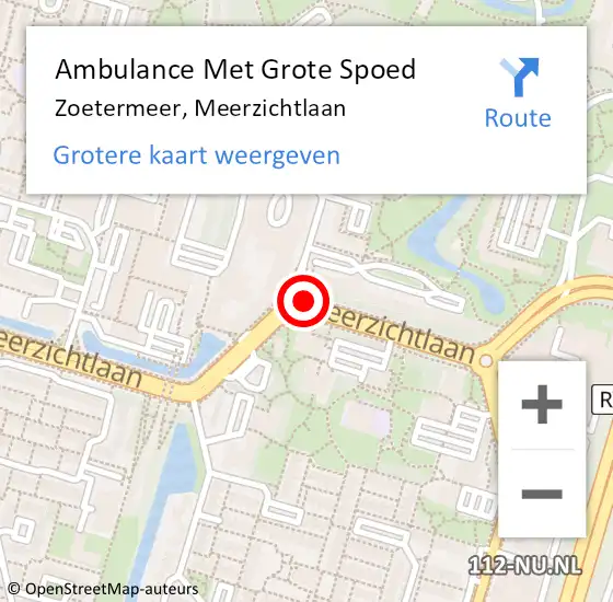 Locatie op kaart van de 112 melding: Ambulance Met Grote Spoed Naar Zoetermeer, Meerzichtlaan op 6 februari 2018 13:01