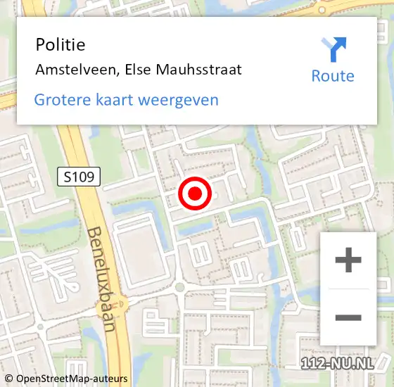 Locatie op kaart van de 112 melding: Politie Amstelveen, Else Mauhsstraat op 6 februari 2018 14:03