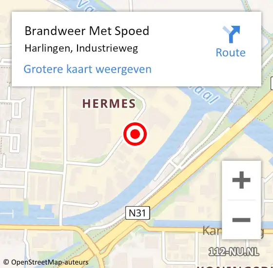 Locatie op kaart van de 112 melding: Brandweer Met Spoed Naar Harlingen, Industrieweg op 15 februari 2014 11:45