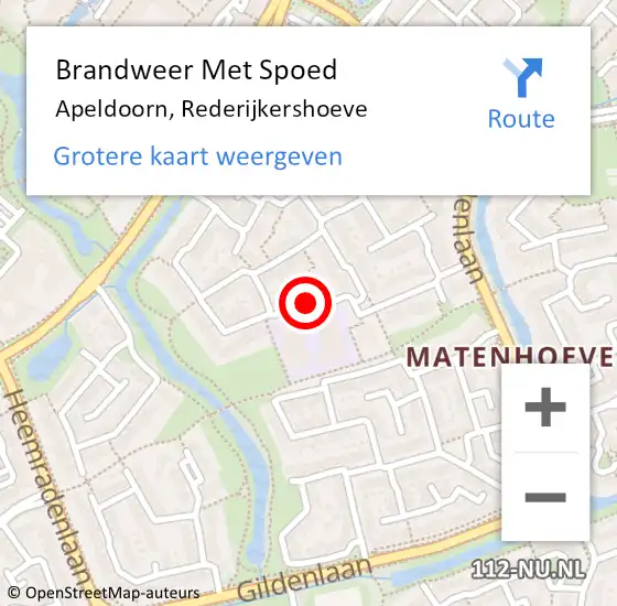 Locatie op kaart van de 112 melding: Brandweer Met Spoed Naar Apeldoorn, Rederijkershoeve op 6 februari 2018 14:49