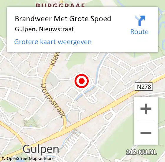 Locatie op kaart van de 112 melding: Brandweer Met Grote Spoed Naar Gulpen, Nieuwstraat op 6 februari 2018 14:57