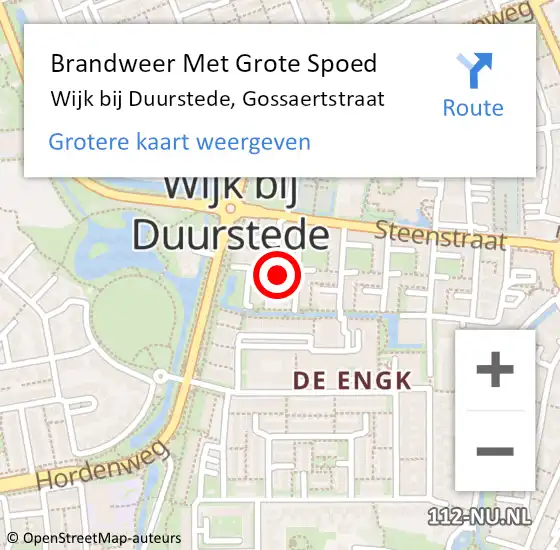 Locatie op kaart van de 112 melding: Brandweer Met Grote Spoed Naar Wijk bij Duurstede, Gossaertstraat op 6 februari 2018 15:16