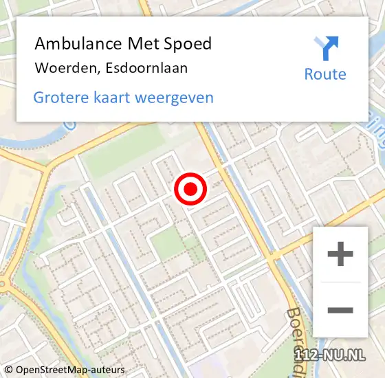 Locatie op kaart van de 112 melding: Ambulance Met Spoed Naar Woerden, Esdoornlaan op 6 februari 2018 15:21