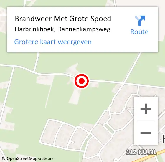 Locatie op kaart van de 112 melding: Brandweer Met Grote Spoed Naar Harbrinkhoek, Dannenkampsweg op 6 februari 2018 15:40