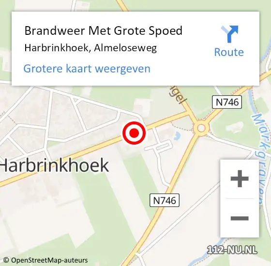 Locatie op kaart van de 112 melding: Brandweer Met Grote Spoed Naar Harbrinkhoek, Almeloseweg op 6 februari 2018 15:53